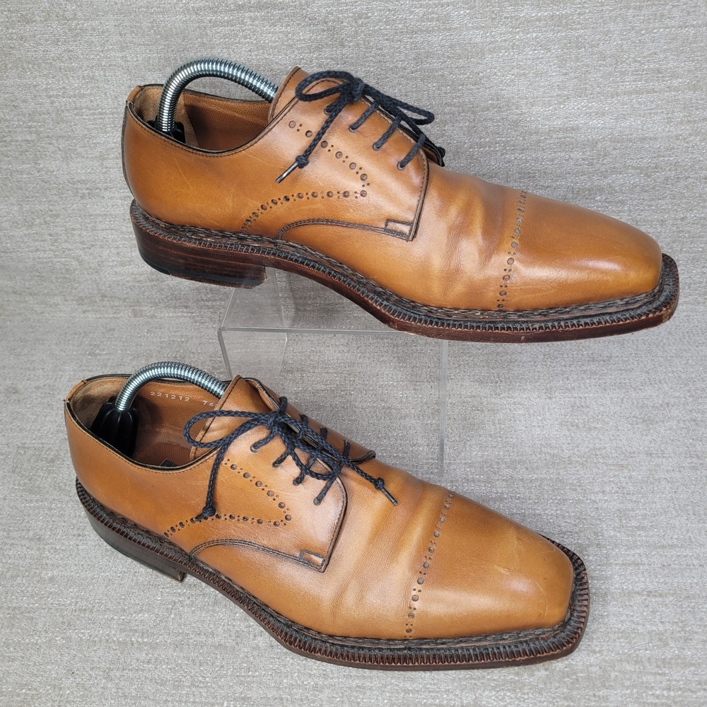 Moreschi Tirolese Hole Cut Brogue Lace Up Oxford Shoes Men's Size 9 Italy EUC